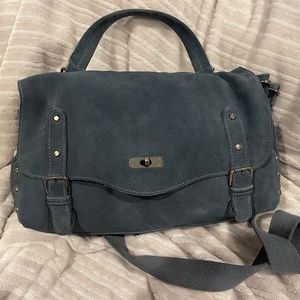 Free People Mojave Messenger Bag Suede Purse in Blue w/Crossbody Strap